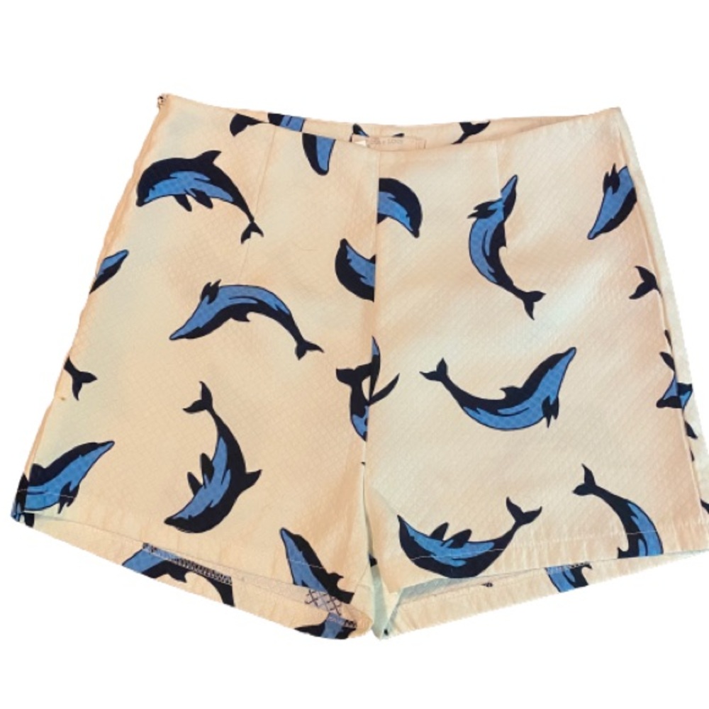Anthropologie side zip whale printed shorts